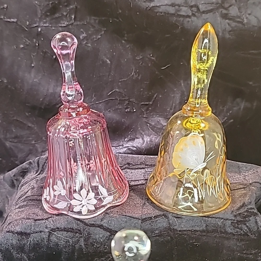 0279. Fenton Hand Painted Beautiful 😍 Glass Bells 🔔